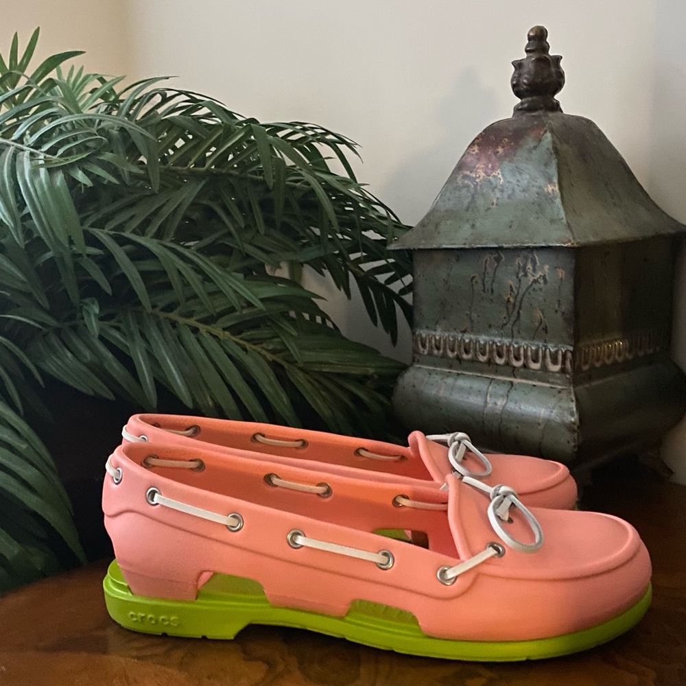 Crocs Beach Line Melon and Volt Boat Shoes - Picture 9 of 9